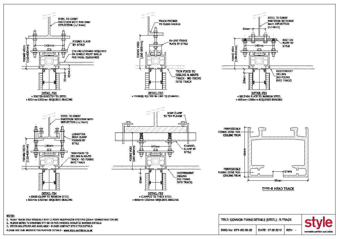 Movable walls track fix (steel) CAD diagram